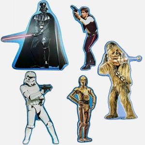 Lot of 5 Star Wars Darth Vader Hans Solo Chewbacca C3PO Stormtrooper Metal Signs